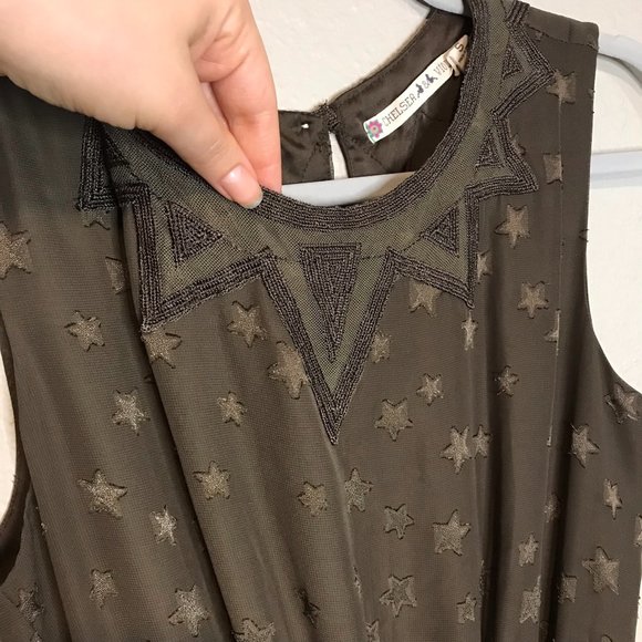 Chelsea & Violet Green Star Embroidered Tank Dress - Picture 2 of 9